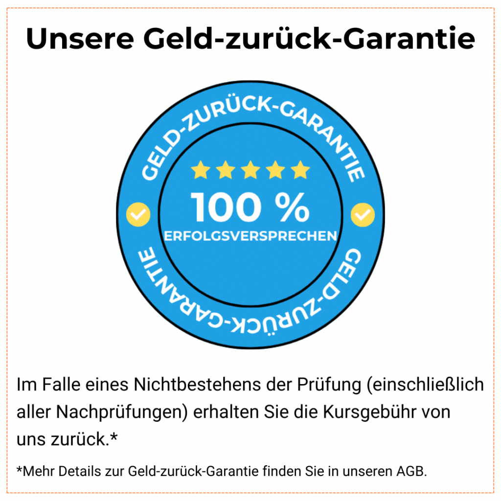 100% Geld-zurück-Garantie bei Nichtbestehen
